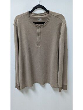 UnTuckit Tan Long-Sleeve Shrock Henley Tee